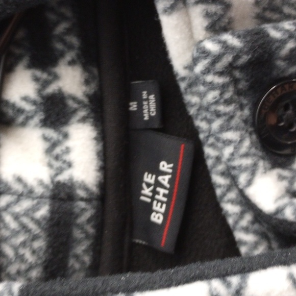 Ike Behar Black and White Plaid Trench Coat Size M - Picture 2 of 2